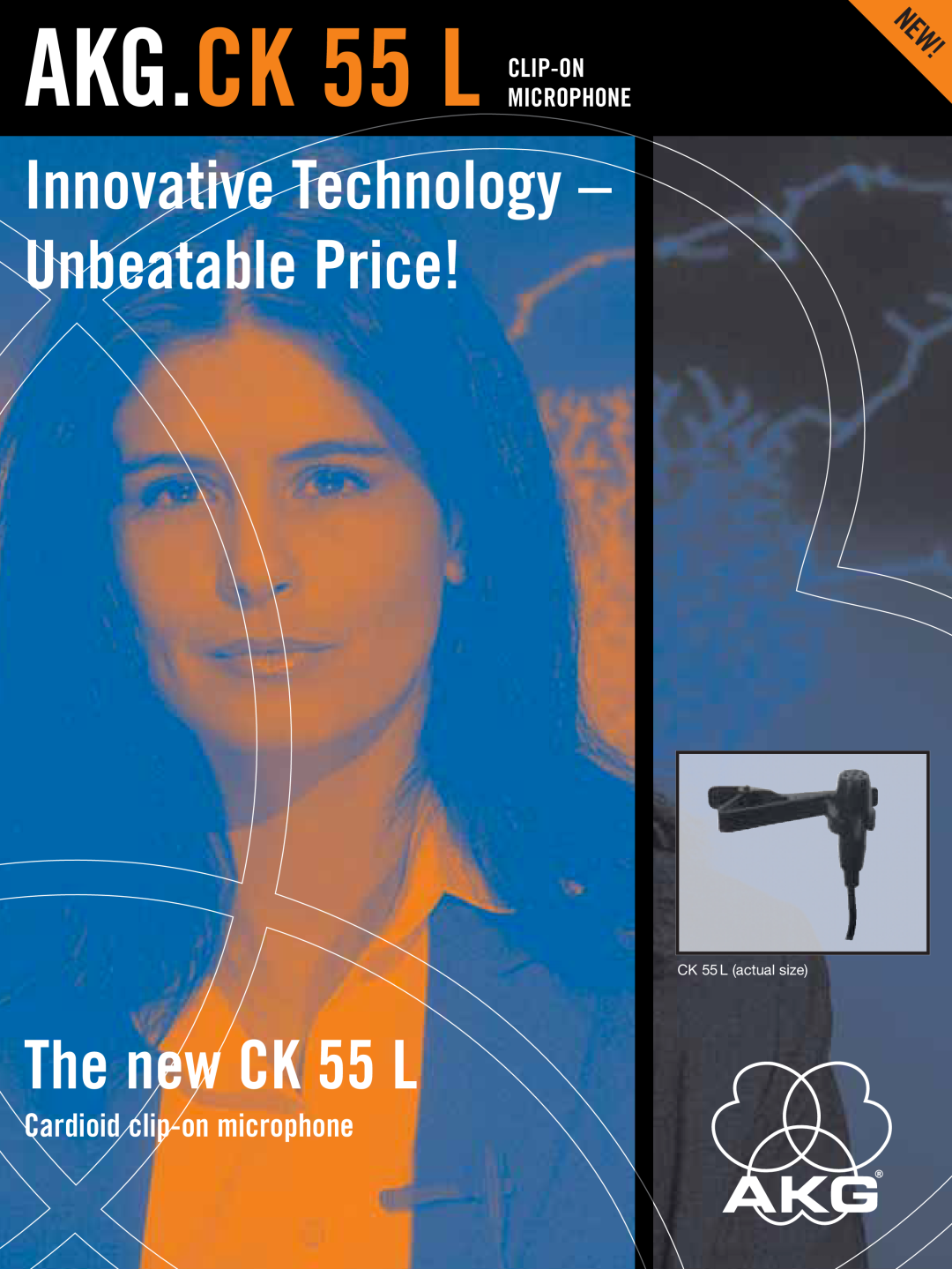 AKG Acoustics CK55L manual Microphone, AKG.CK 55 L CLIP-ON, Innovative Technology Unbeatable Price, The new CK 55 L 