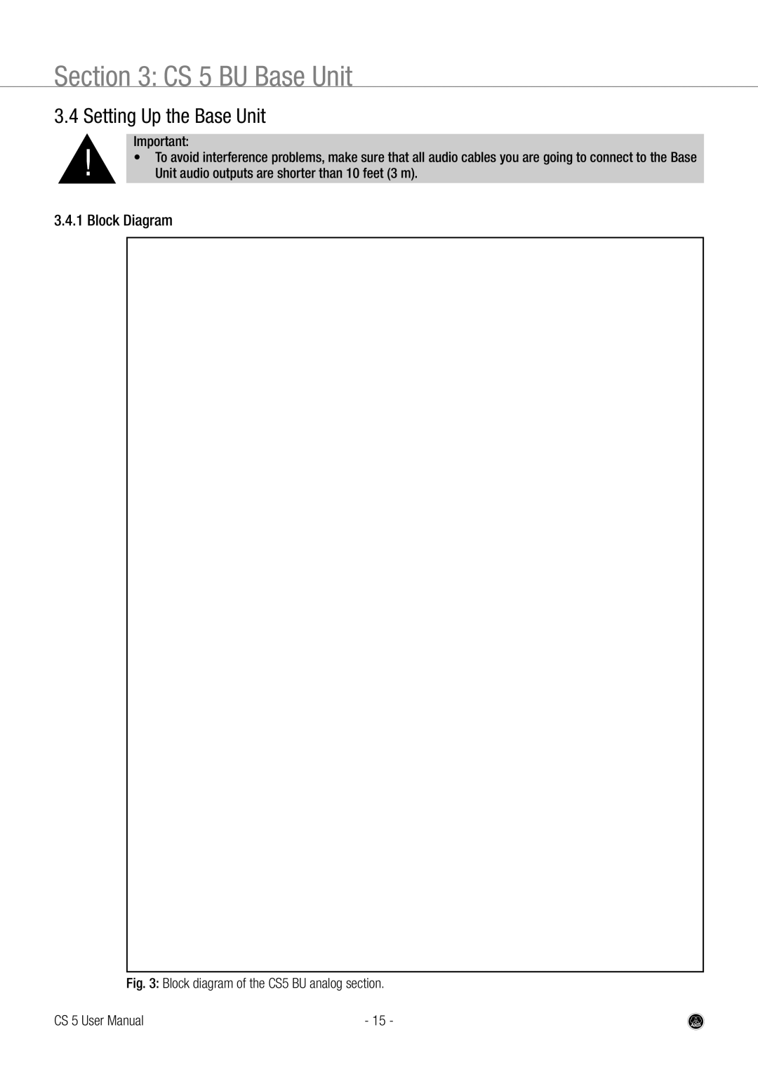 AKG Acoustics CS 5 user manual Setting Up the Base Unit, Block Diagram 