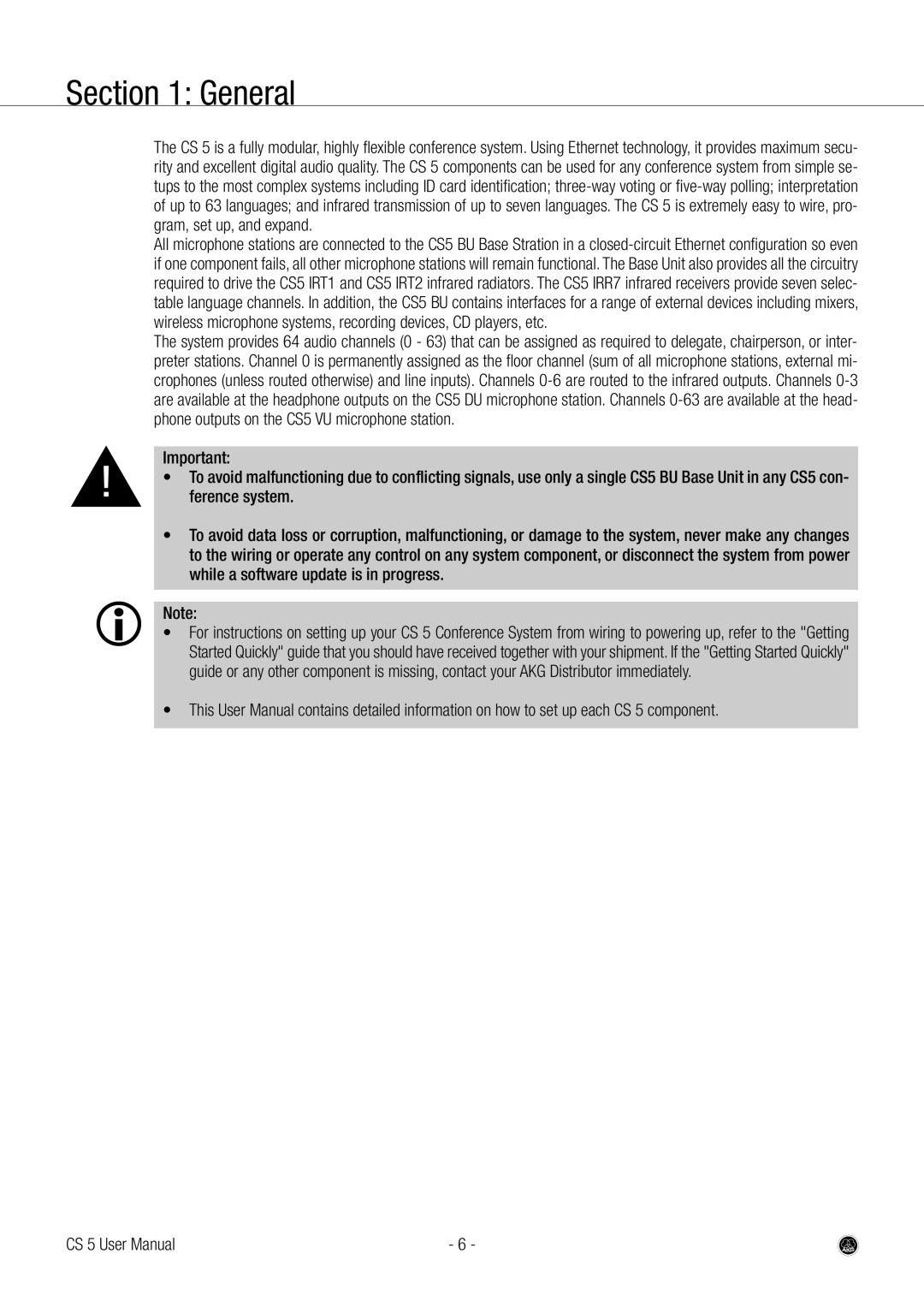 AKG Acoustics CS 5 user manual General 