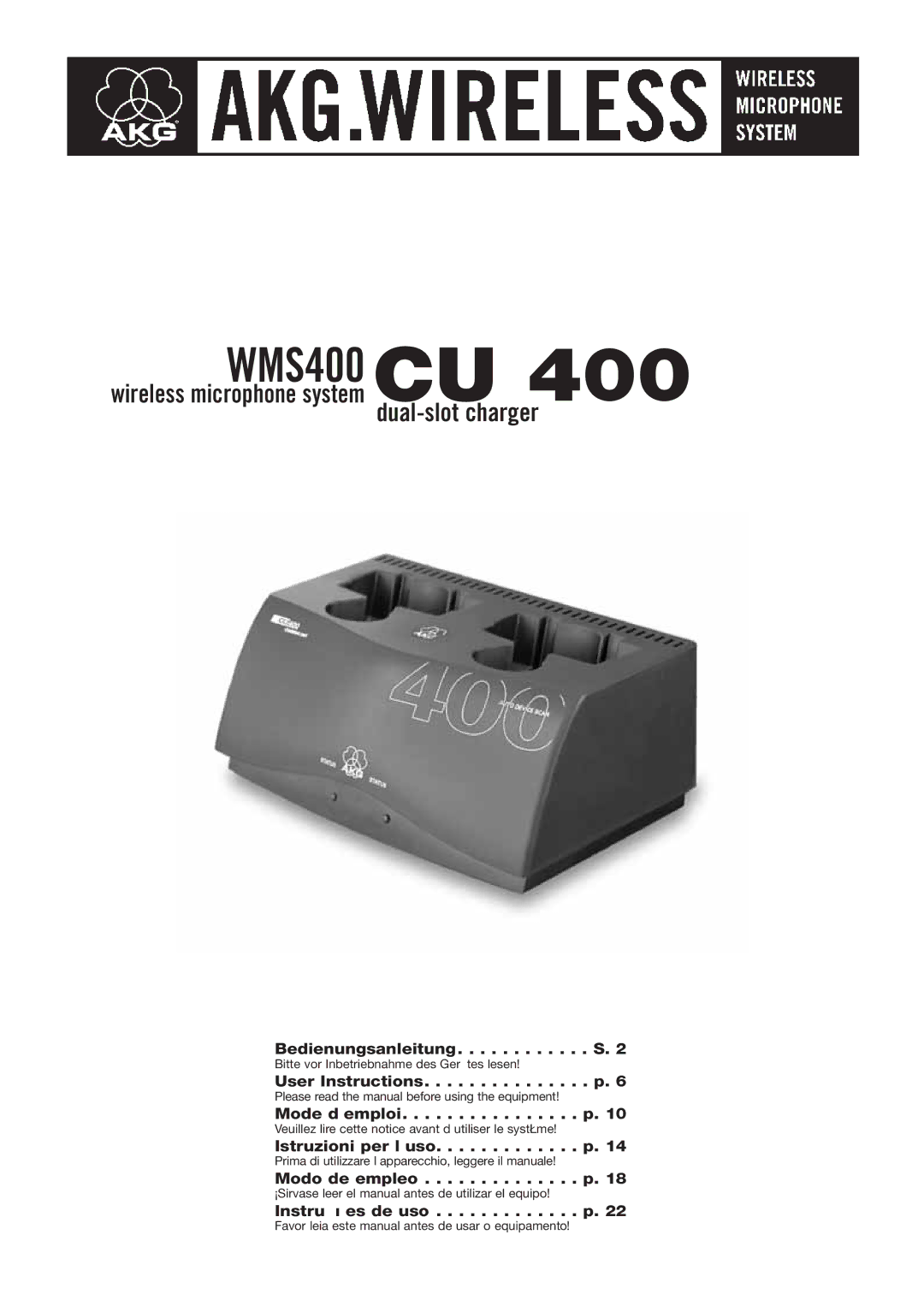 AKG Acoustics CU 400 manual WMS400 CU 