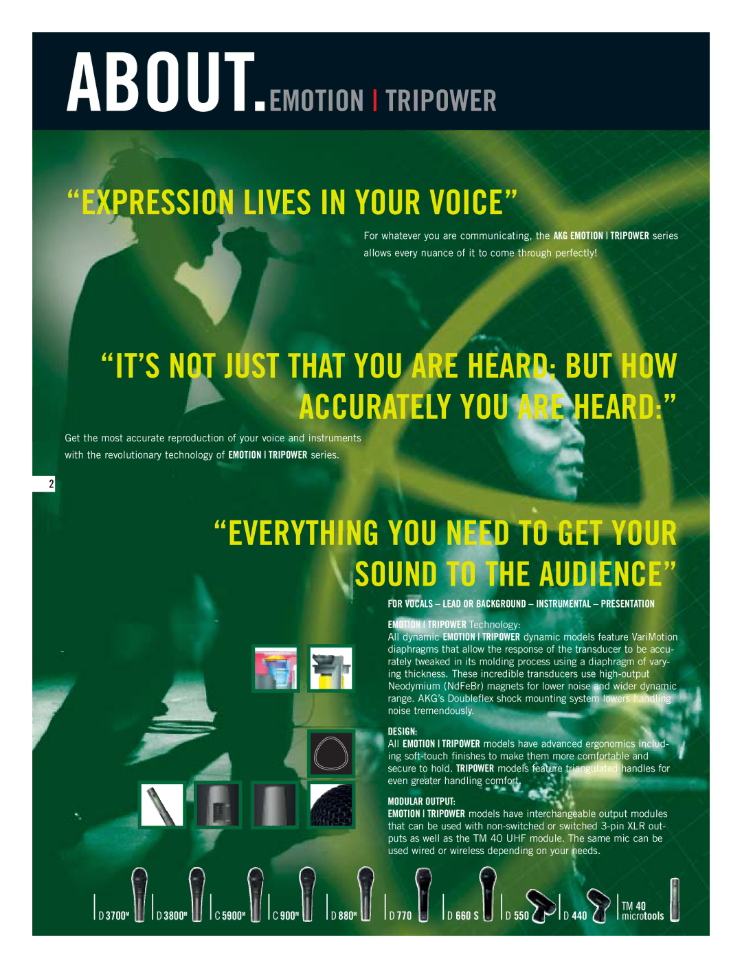 AKG Acoustics D3700M manual Expression Lives in Your Voice, ABOUT.EMOTION Tripower 