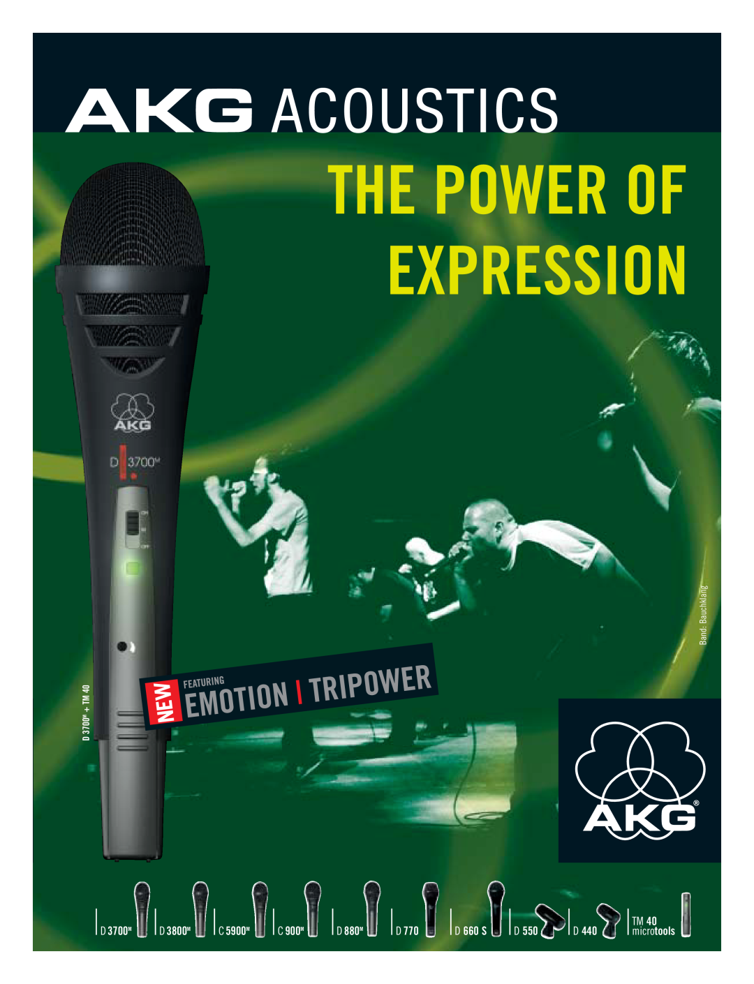 AKG Acoustics D3700M manual D 3700M, D 3800M, C 5900M, C 900M, D 880M, D 660 S, Expression, The Power Of, Band Bauchklang 