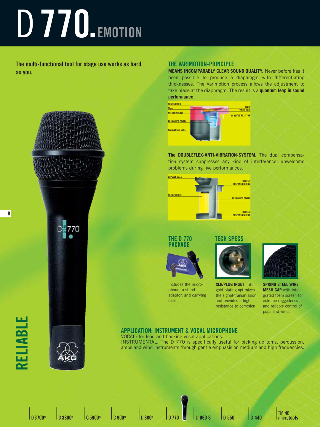AKG Acoustics D3700M Reliable, D 770.EMOTION, The multi-functional tool for stage use works as hard as you, The D, Package 