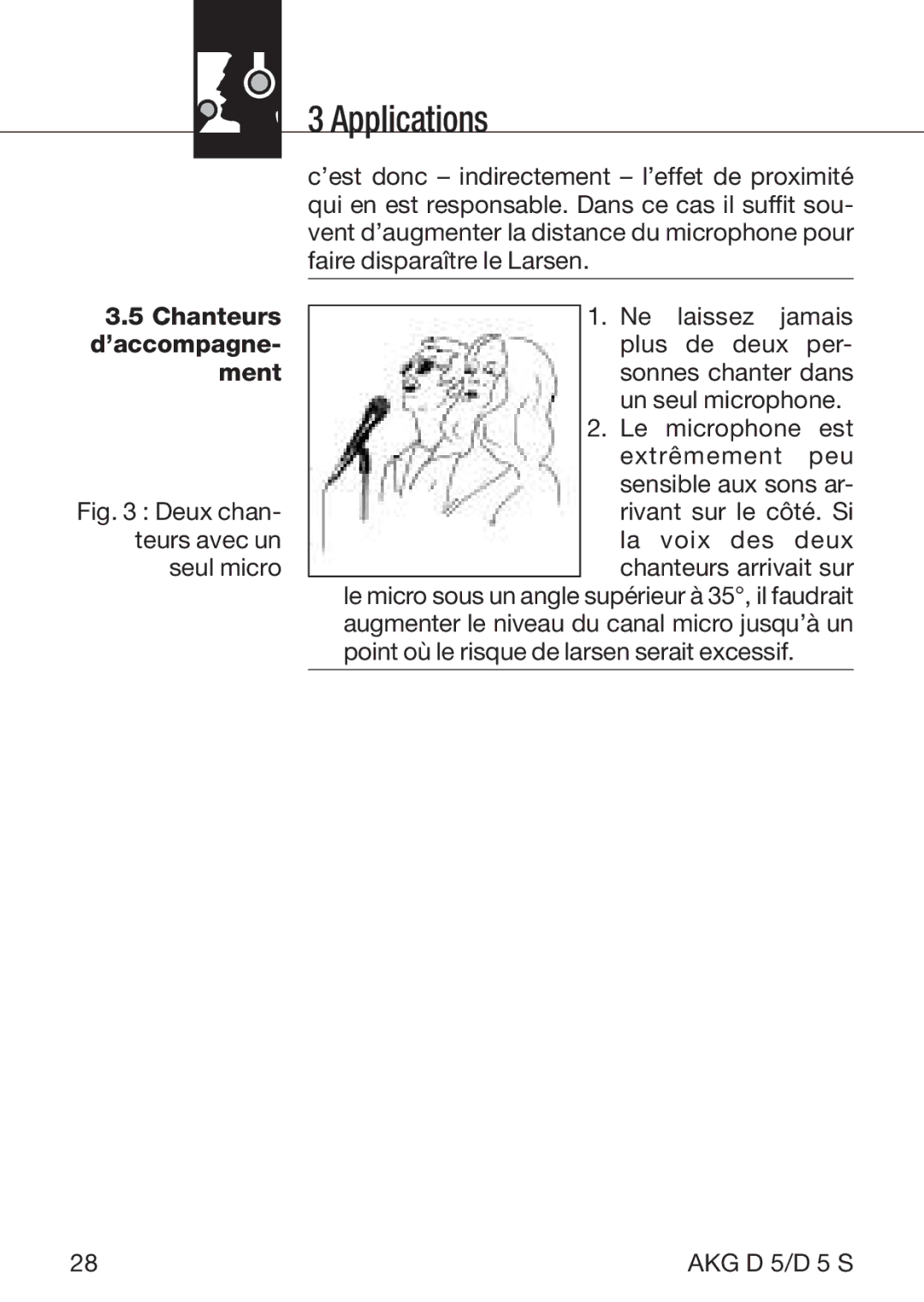 AKG Acoustics D5S manual Chanteurs, ’accompagne, Ment 