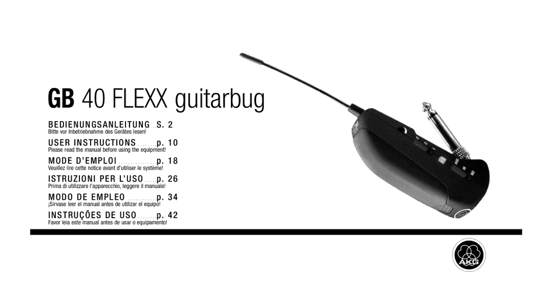 AKG Acoustics manual GB 40 Flexx guitarbug 