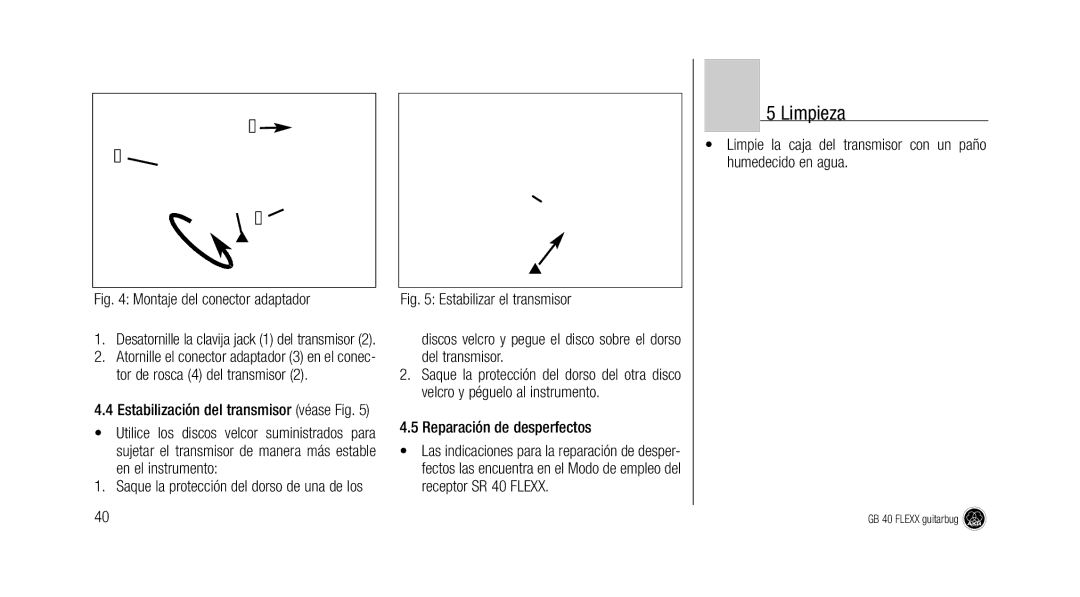 AKG Acoustics GB 40 manual Limpieza, En el instrumento, Reparación de desperfectos 
