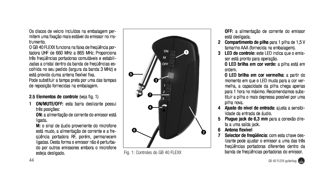 AKG Acoustics GB 40 manual Elementos de controle veja fig 