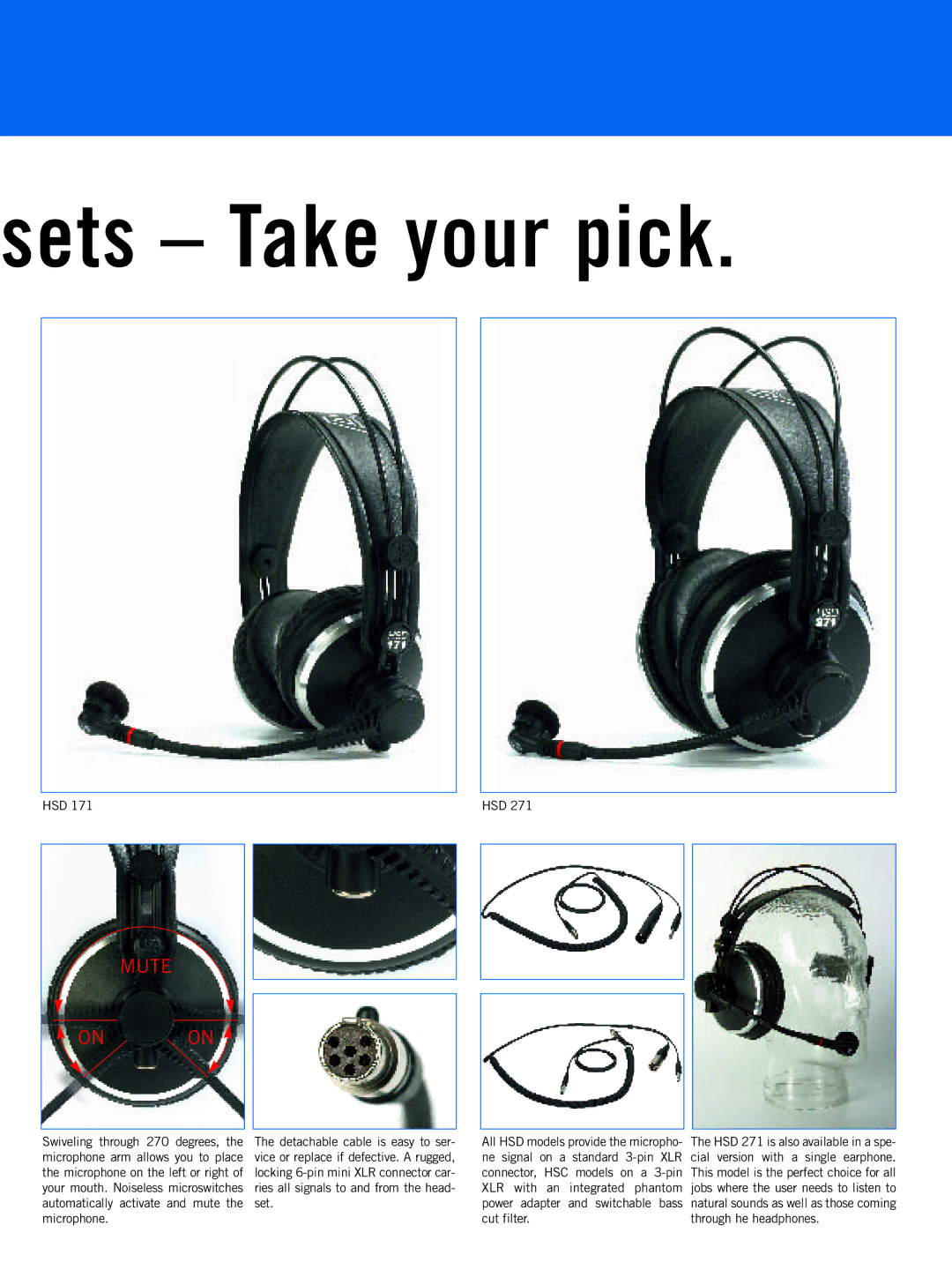 AKG Acoustics HSC Series, HSD Series manual Sets Take your pick, Mute 