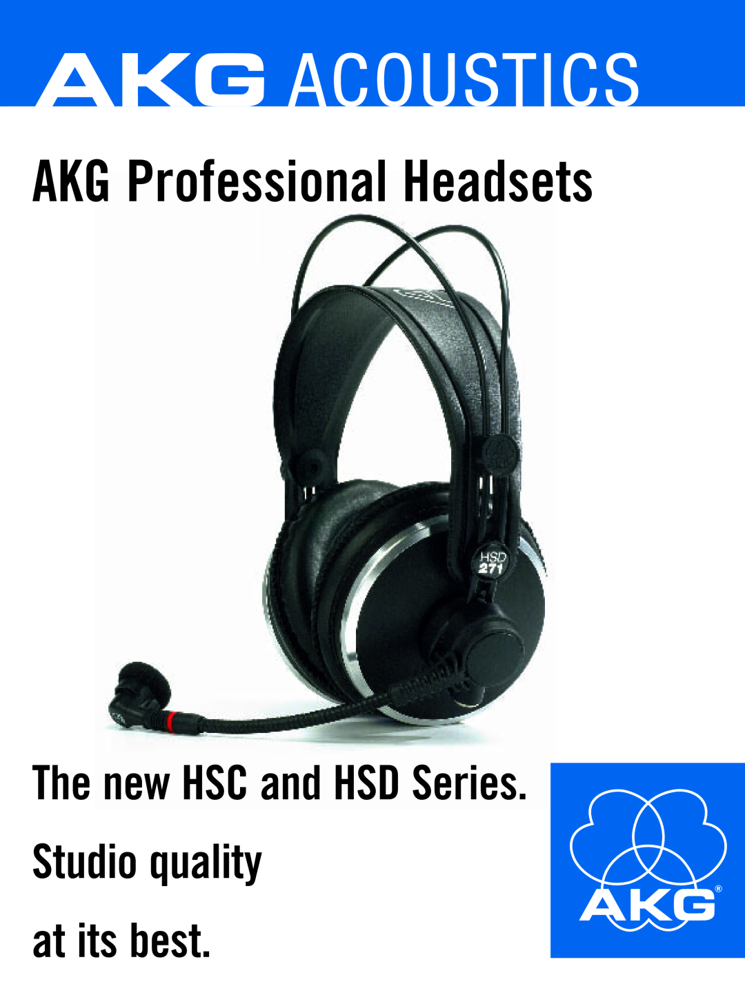 AKG Acoustics HSC Series manual AKG Professional Headsets, The new HSC and HSD Series Studio quality, at its best 