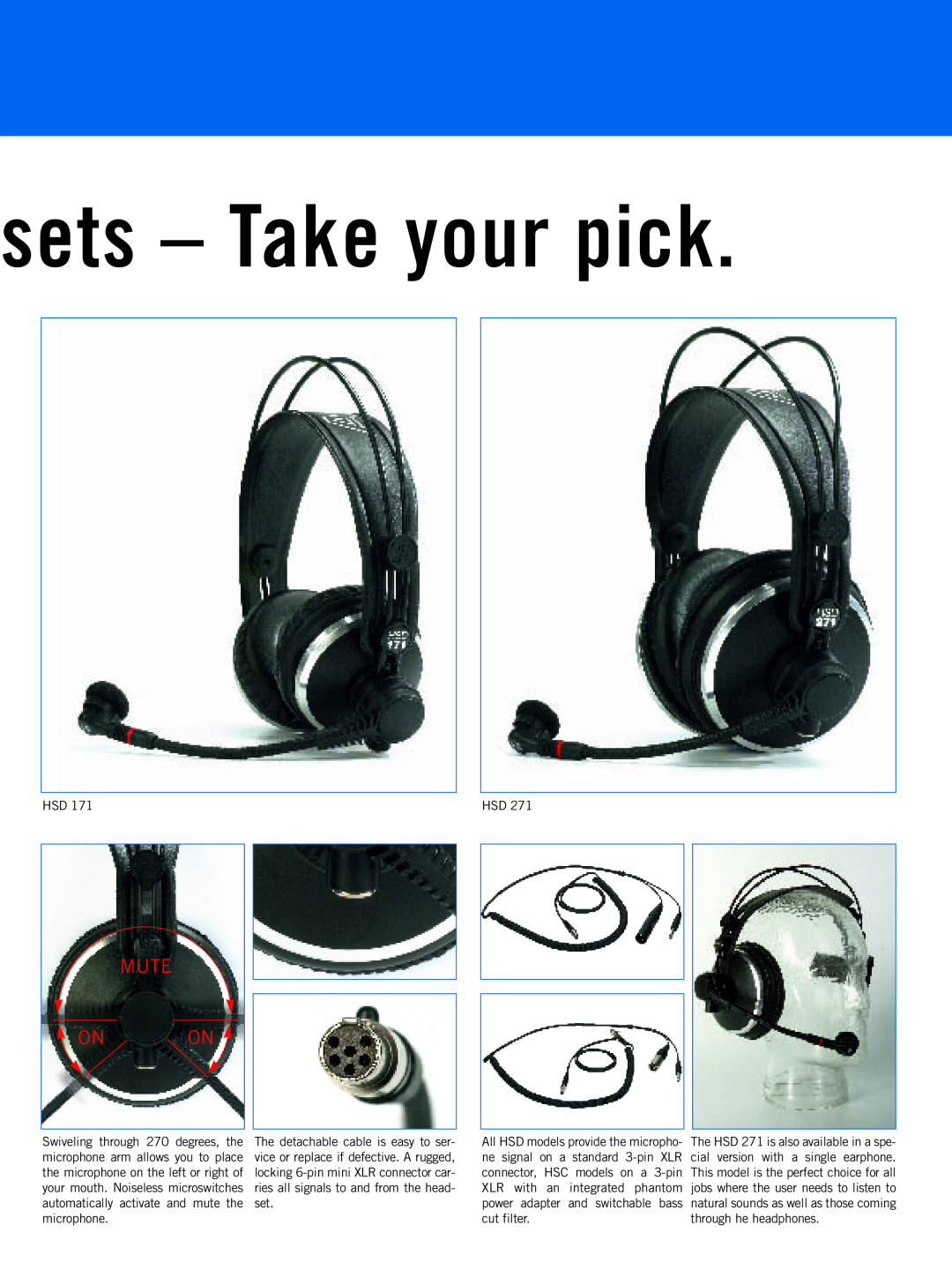 AKG Acoustics HSC Series, HSD Series manual sets - Take your pick, Mute On On 