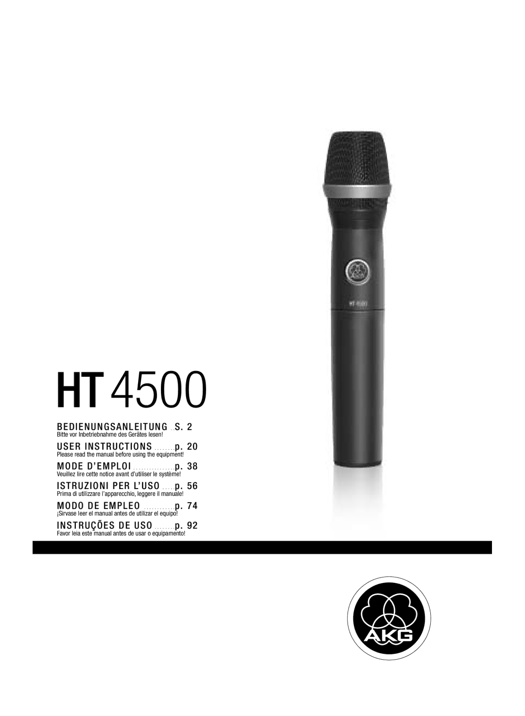 AKG Acoustics HT 4500 manual D I E N U N G S a N L E I T U N G . . S 