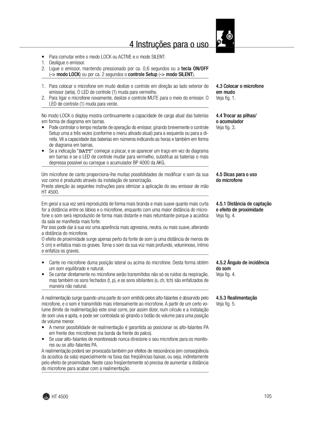 AKG Acoustics HT 4500 LED de controle 1 muda para verde, Em forma de diagrama em barras Acumulador, De diagrama em barras 