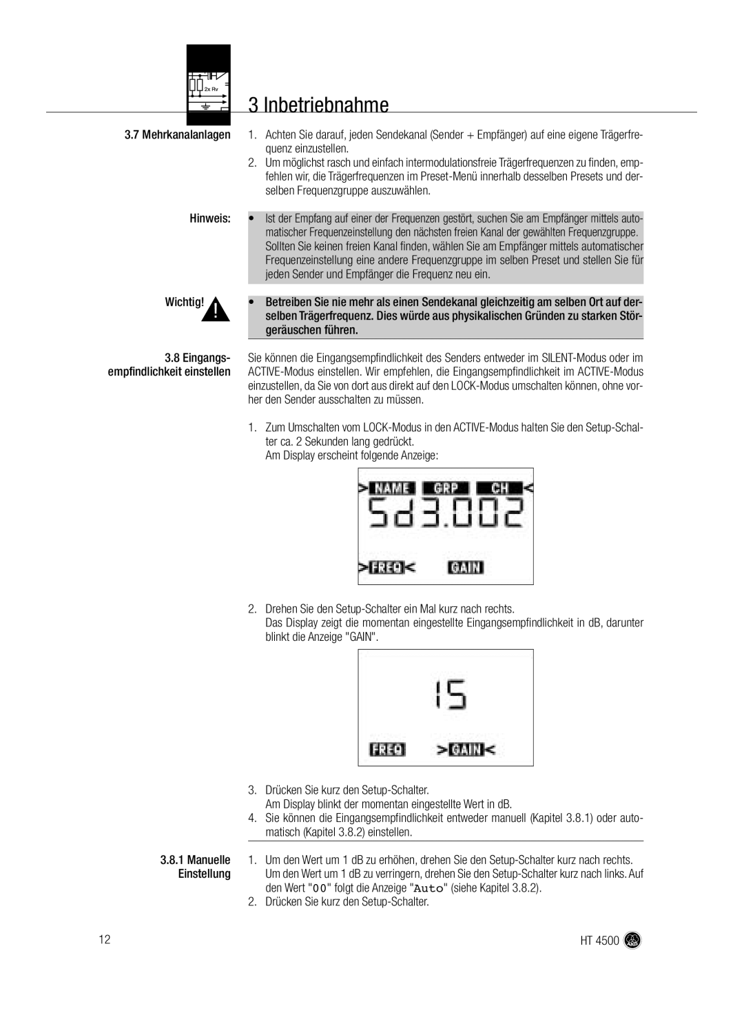 AKG Acoustics HT 4500 manual Jeden Sender und Empfänger die Frequenz neu ein, Geräuschen führen 