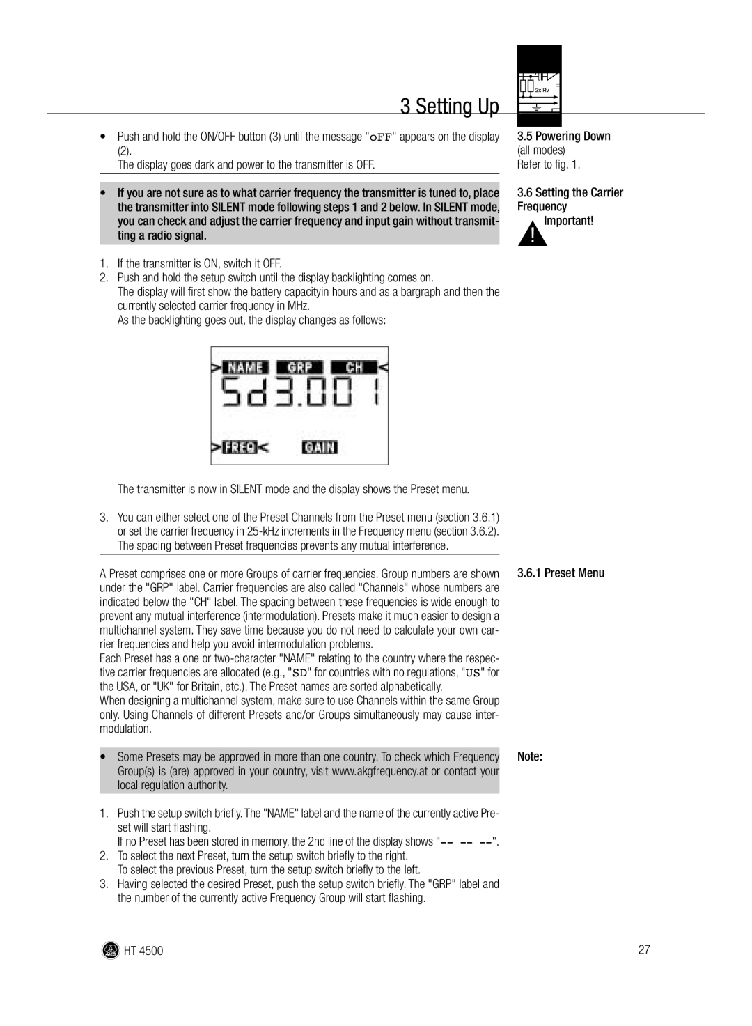 AKG Acoustics HT 4500 manual Local regulation authority, Set will start flashing 