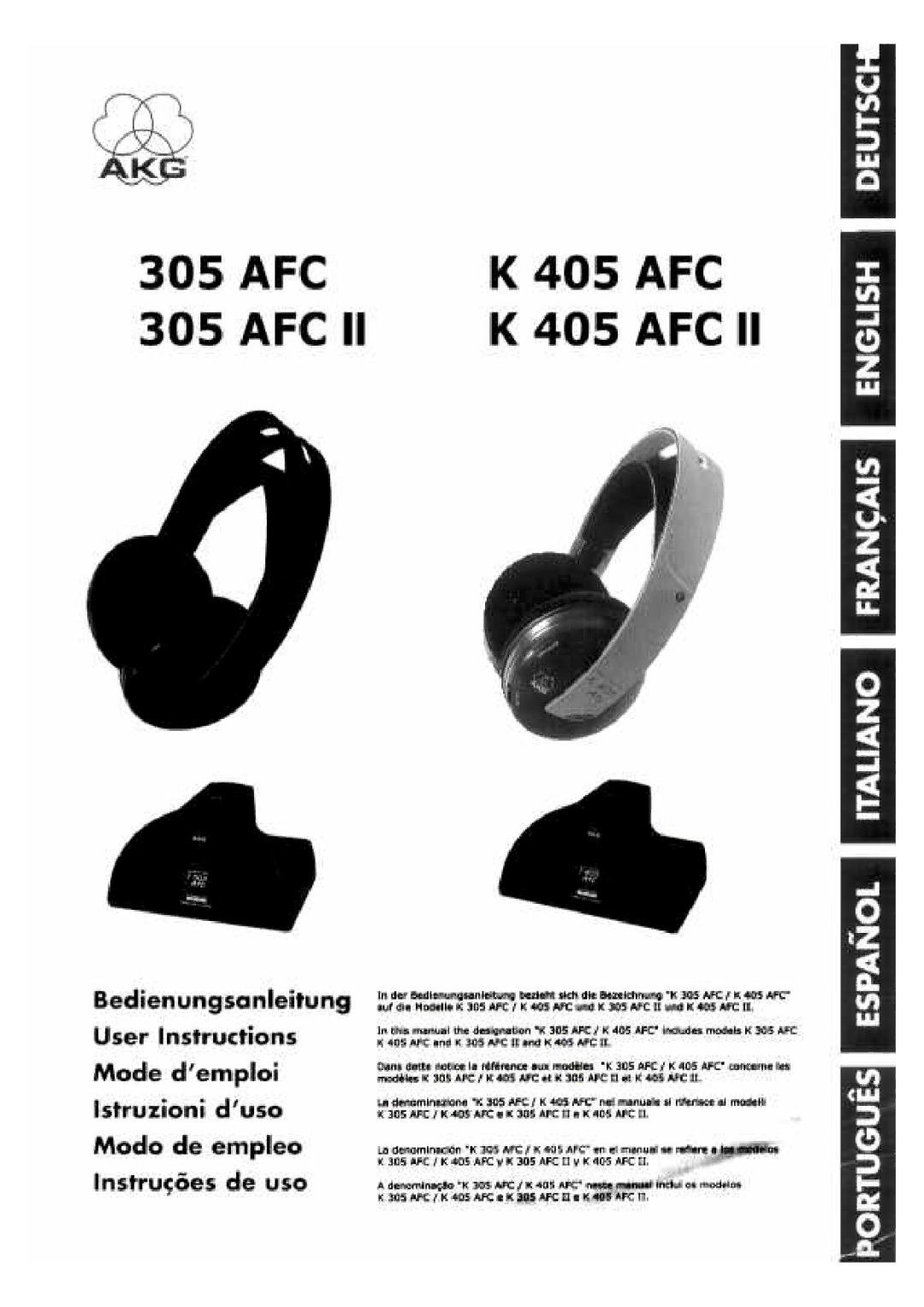 AKG Acoustics K 405 AFC, K 305 AFC manual 