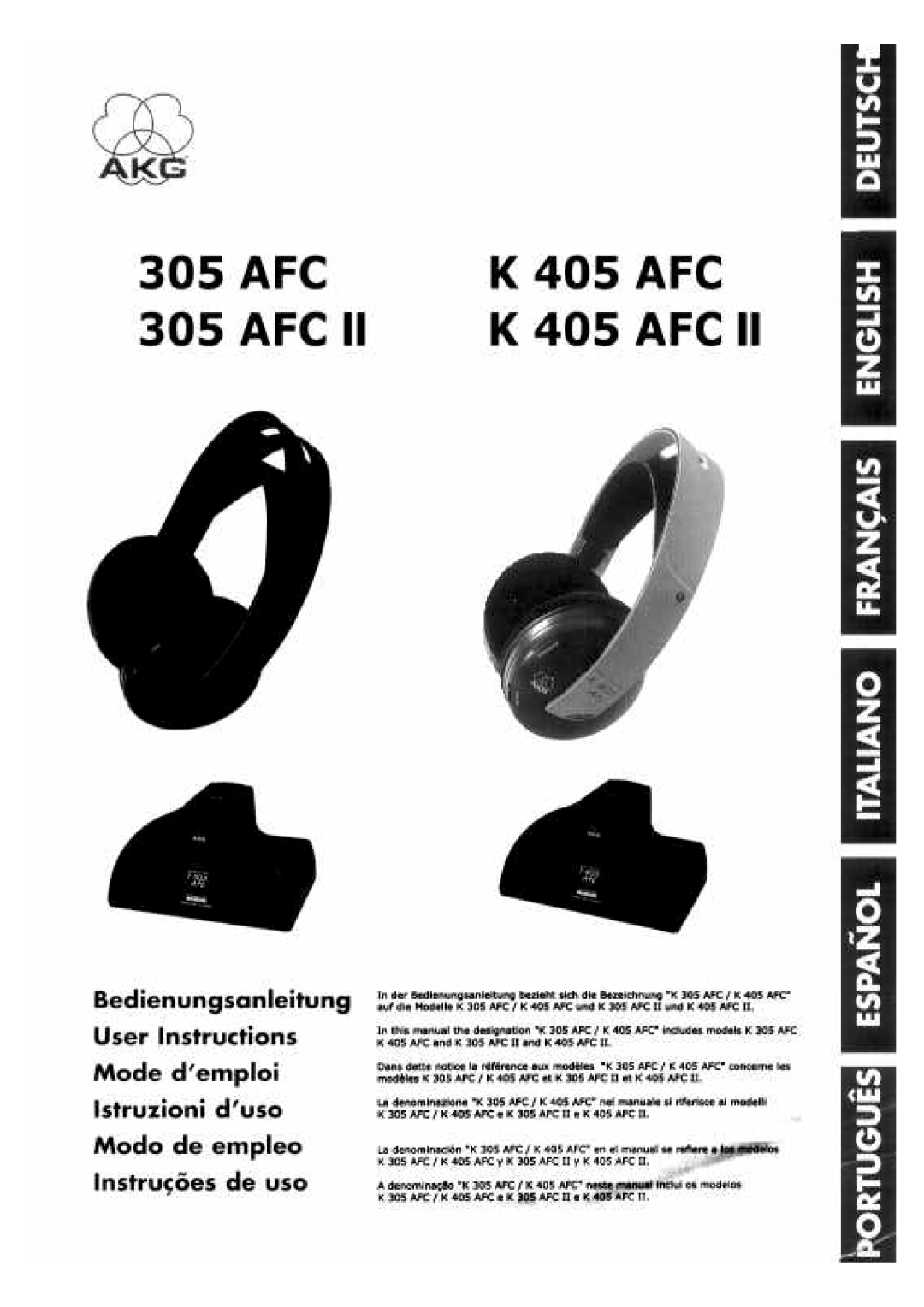 AKG Acoustics K 405 AFC, K 305 AFC manual 