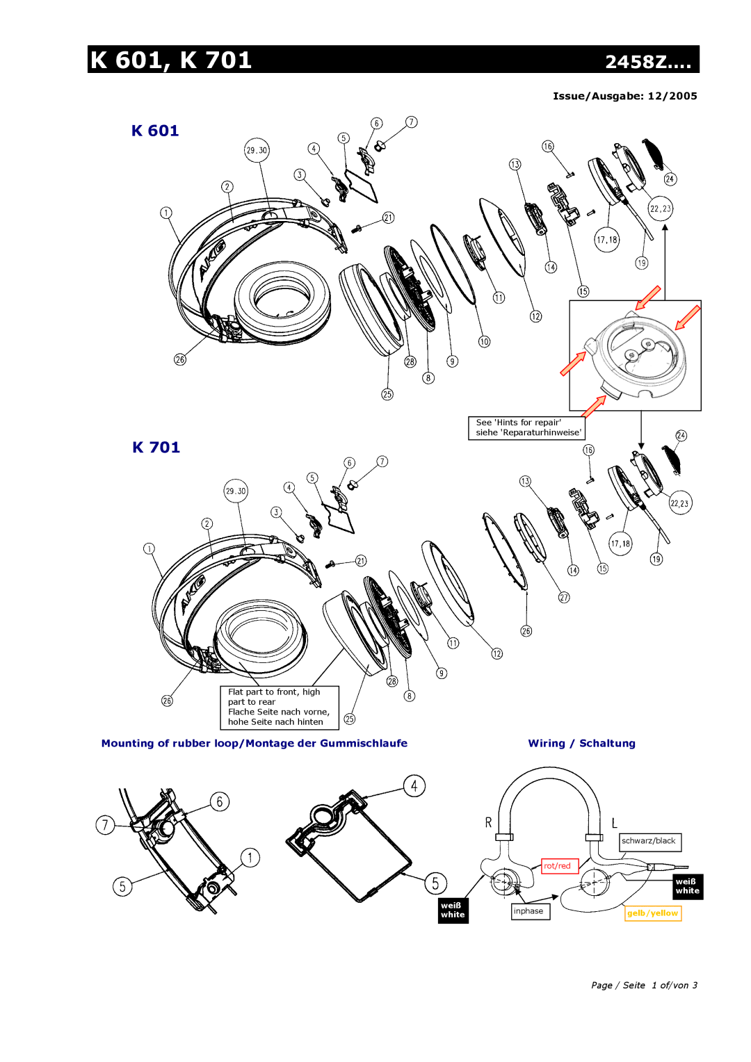 AKG Acoustics K 701 manual 601, K 