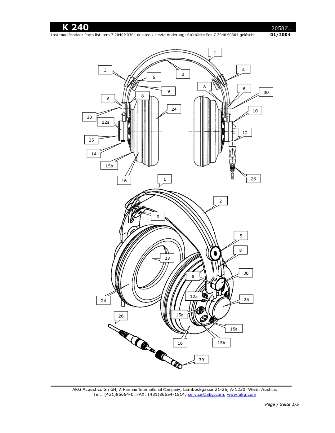 AKG Acoustics K240S manual 