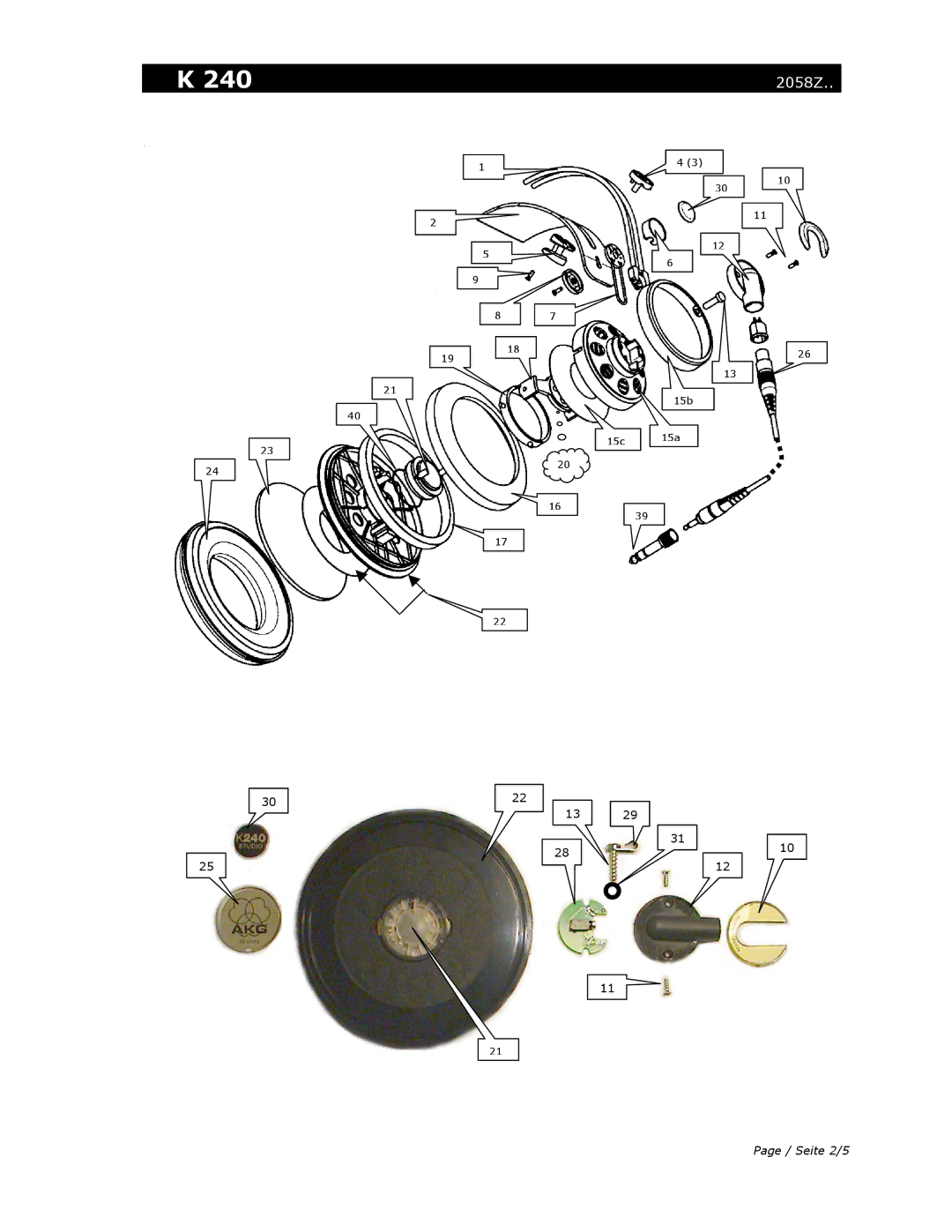 AKG Acoustics K240S manual Seite 2/5 