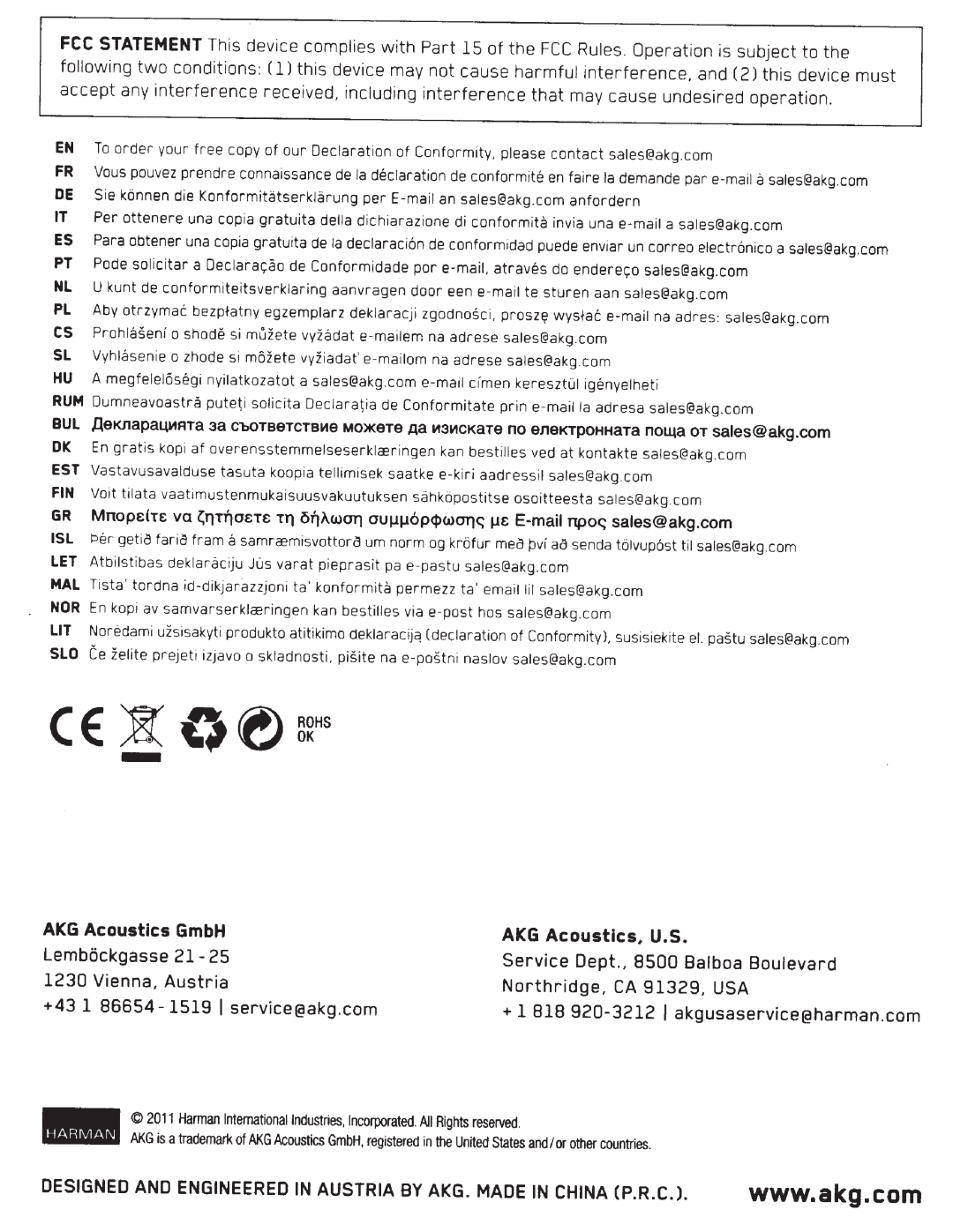 AKG Acoustics K490NC owner manual 