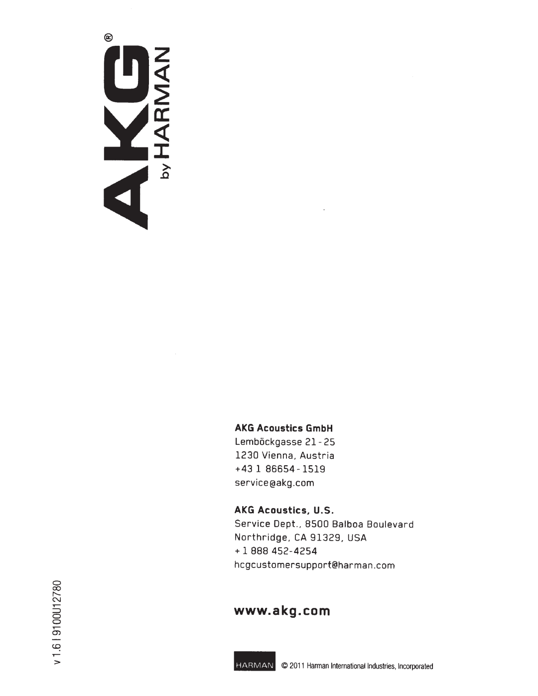 AKG Acoustics K490NC owner manual Acoustics GmbH 