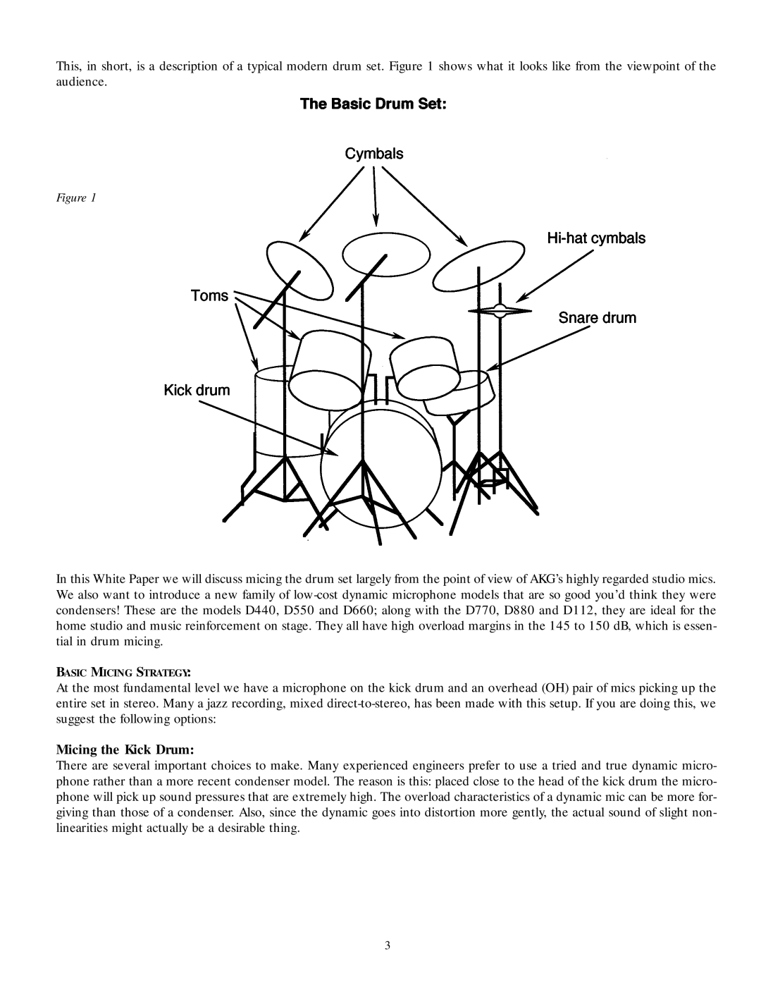 AKG Acoustics manual Micing the Kick Drum 