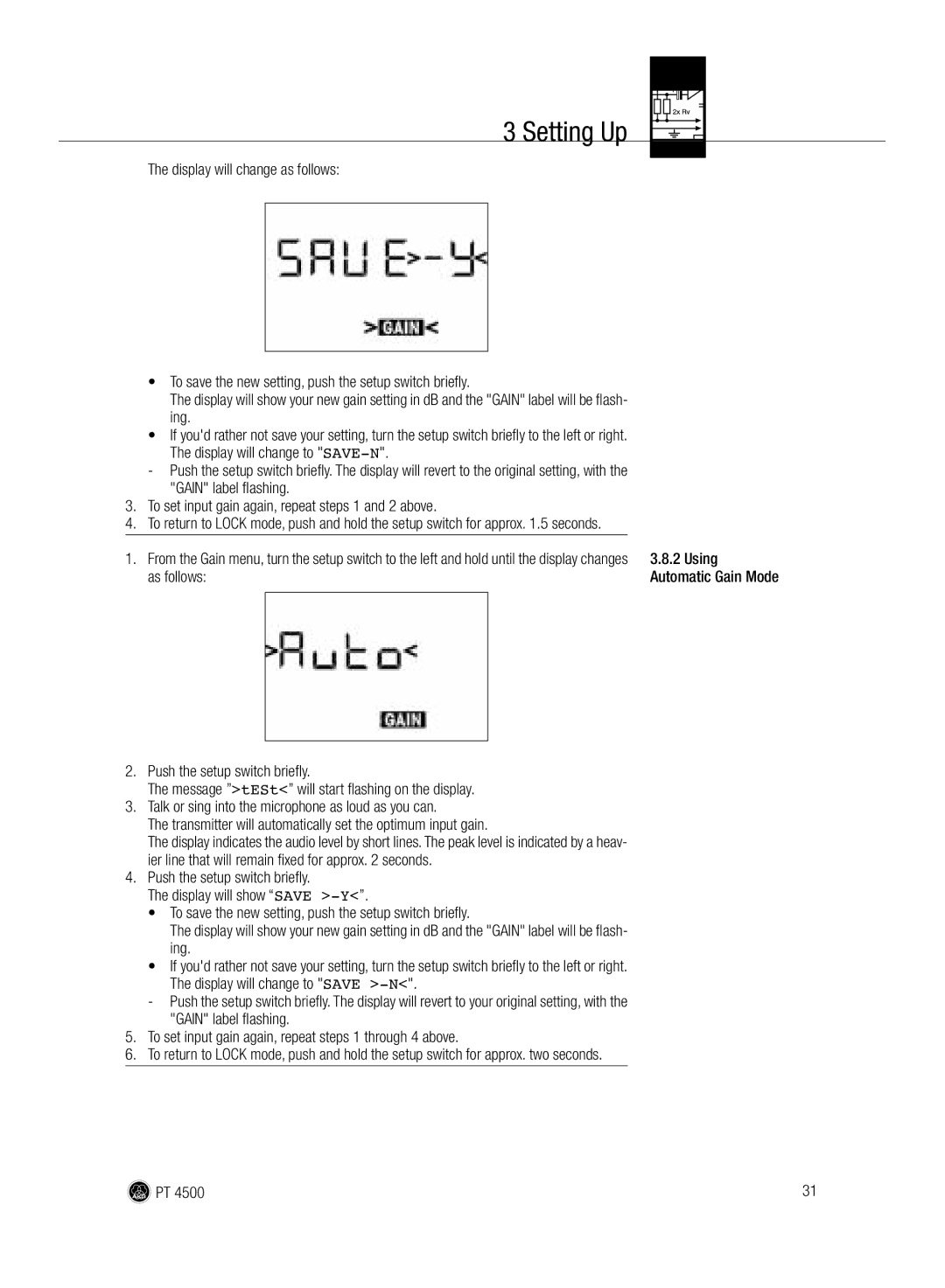 AKG Acoustics PT 4500 manual Using, As follows 