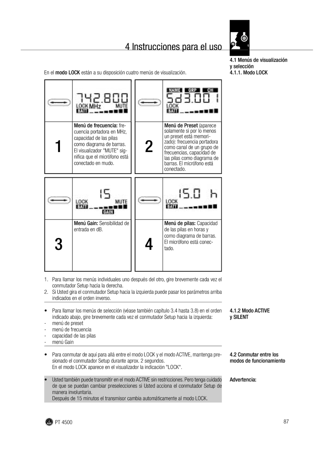 AKG Acoustics PT 4500 manual Instrucciones para el uso 
