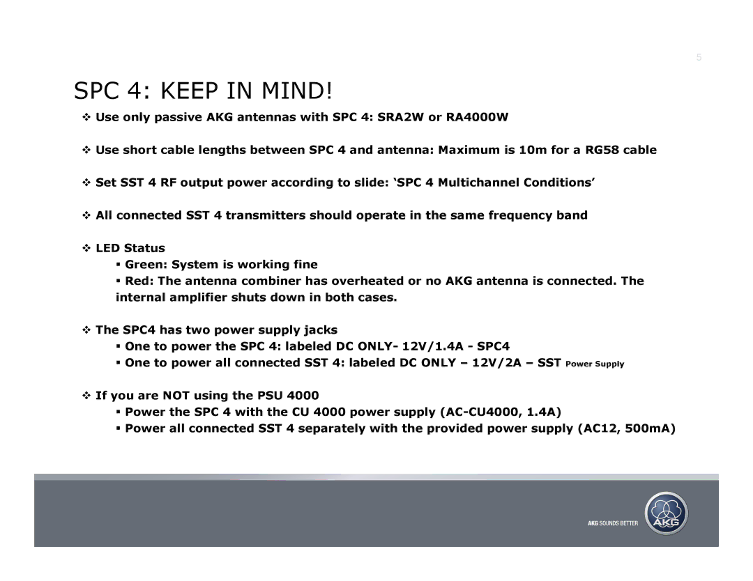 AKG Acoustics manual SPC 4 Keep in Mind 