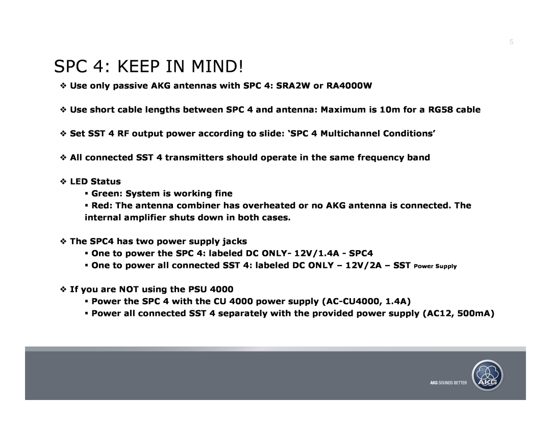 AKG Acoustics manual SPC 4 KEEP IN MIND 