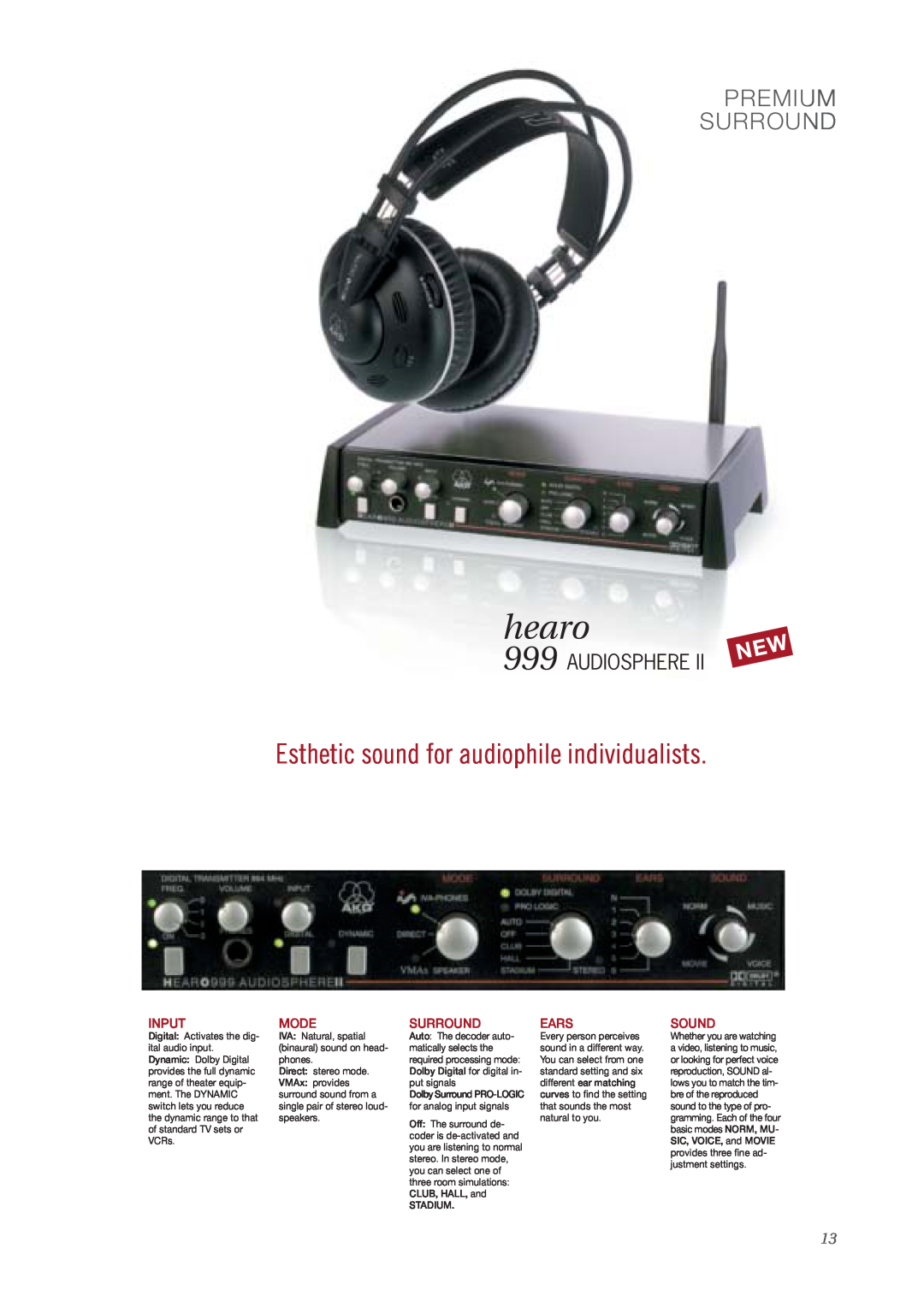 AKG Acoustics surround headphones Esthetic sound for audiophile individualists, Premium Surround, Audiosphere, Input, Mode 