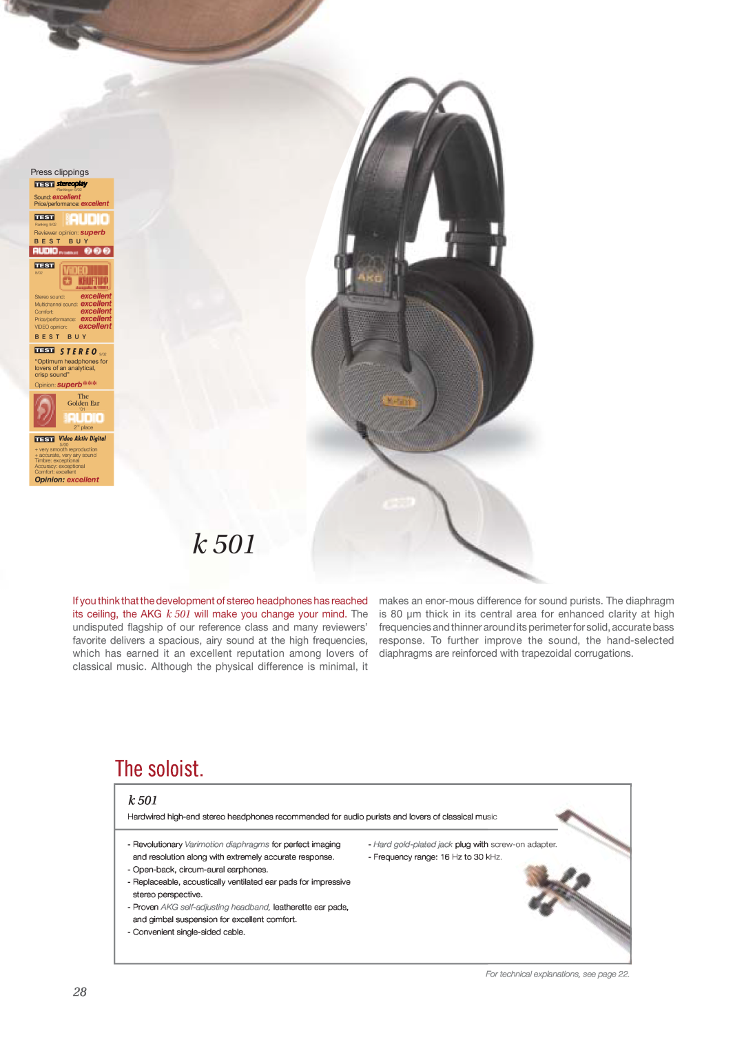 AKG Acoustics surround headphones The soloist, For technical explanations, see page, Sound excellent, The Golden Ear, Test 