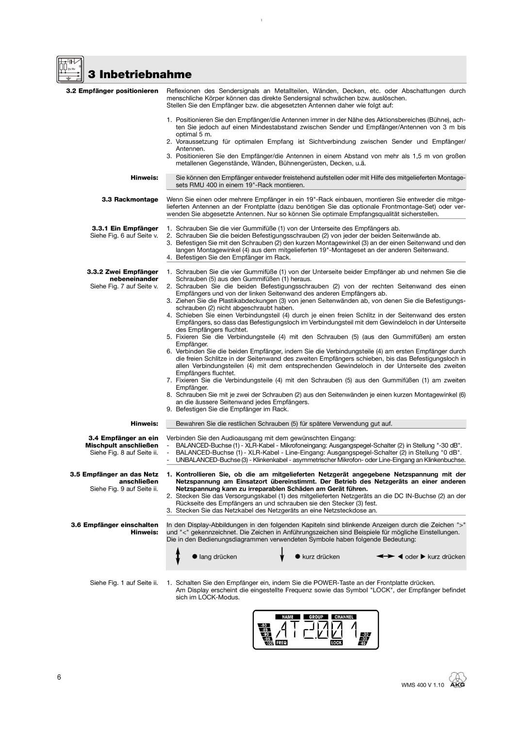 AKG Acoustics WMS 400 user manual Mischpult anschließen 