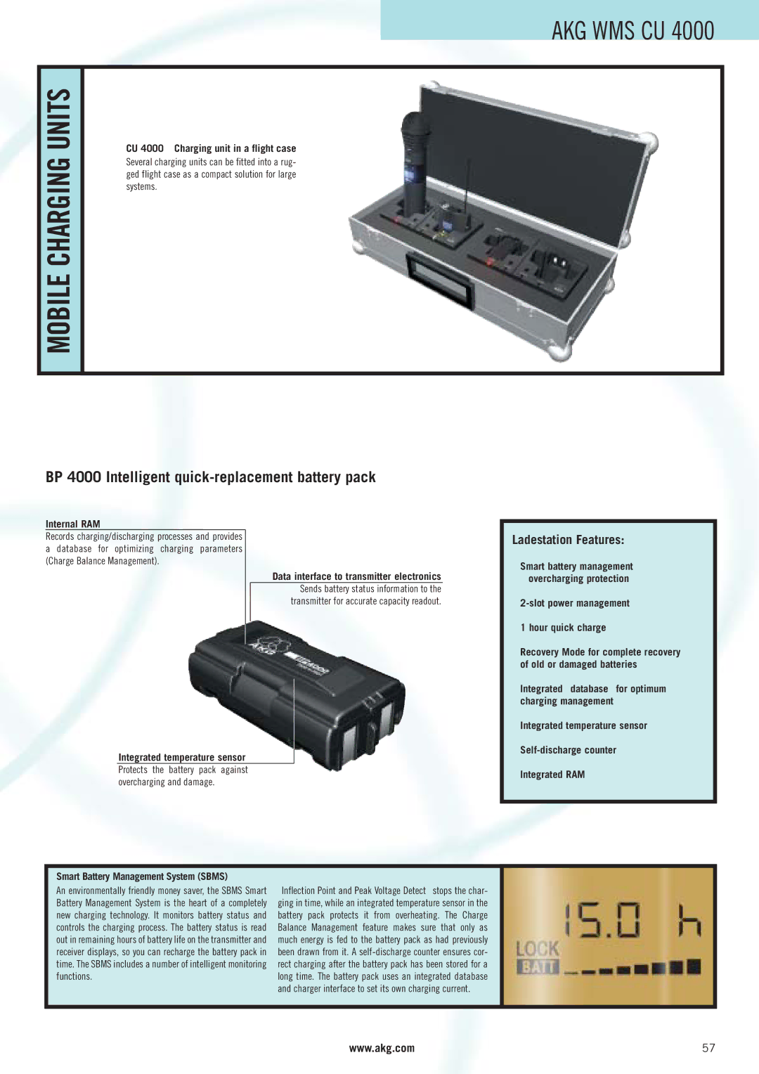 AKG Acoustics WMS 400 CU 4000 Charging unit in a flight case, Internal RAM, Data interface to transmitter electronics 