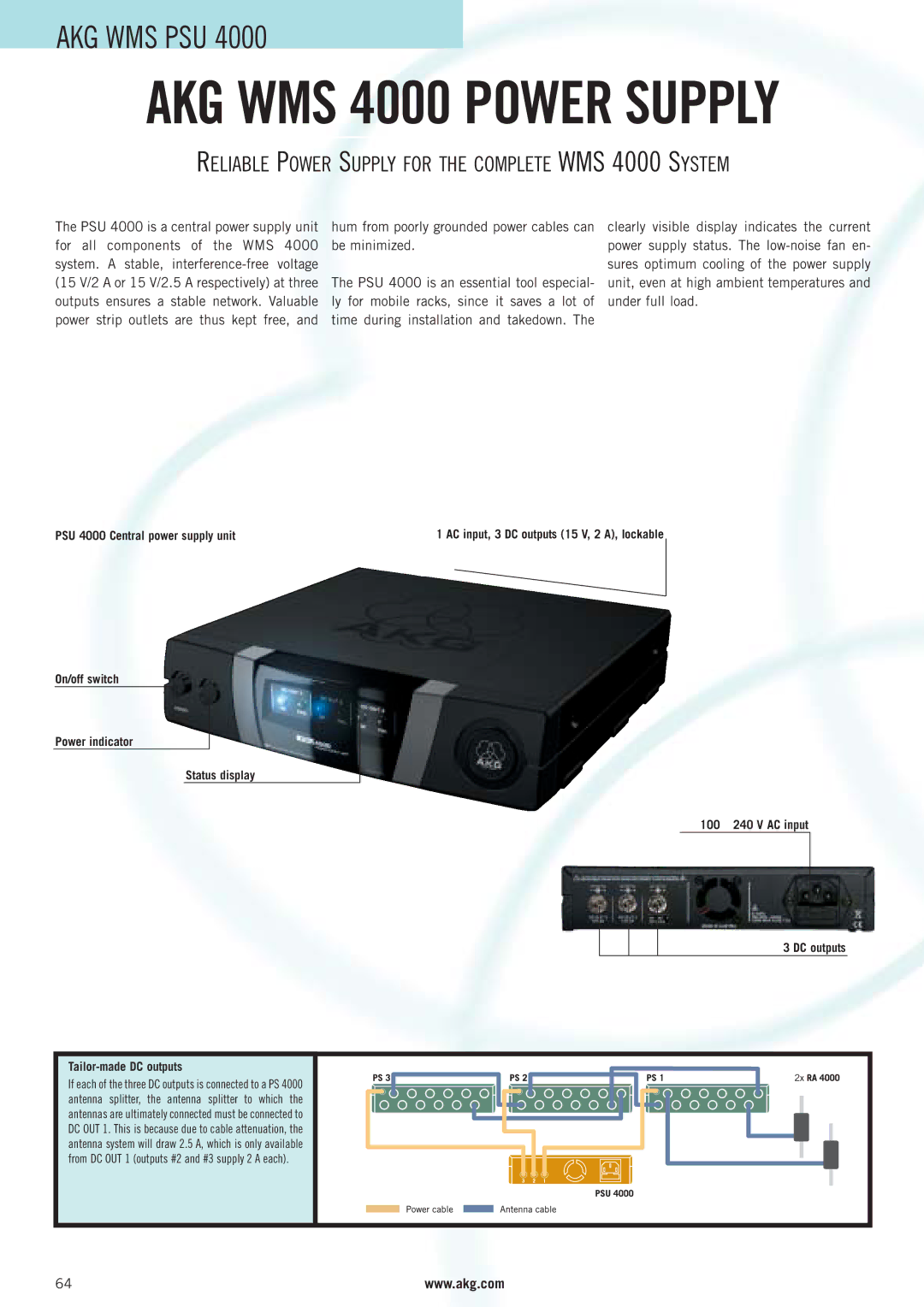 AKG Acoustics manual AKG WMS 4000 Power Supply 