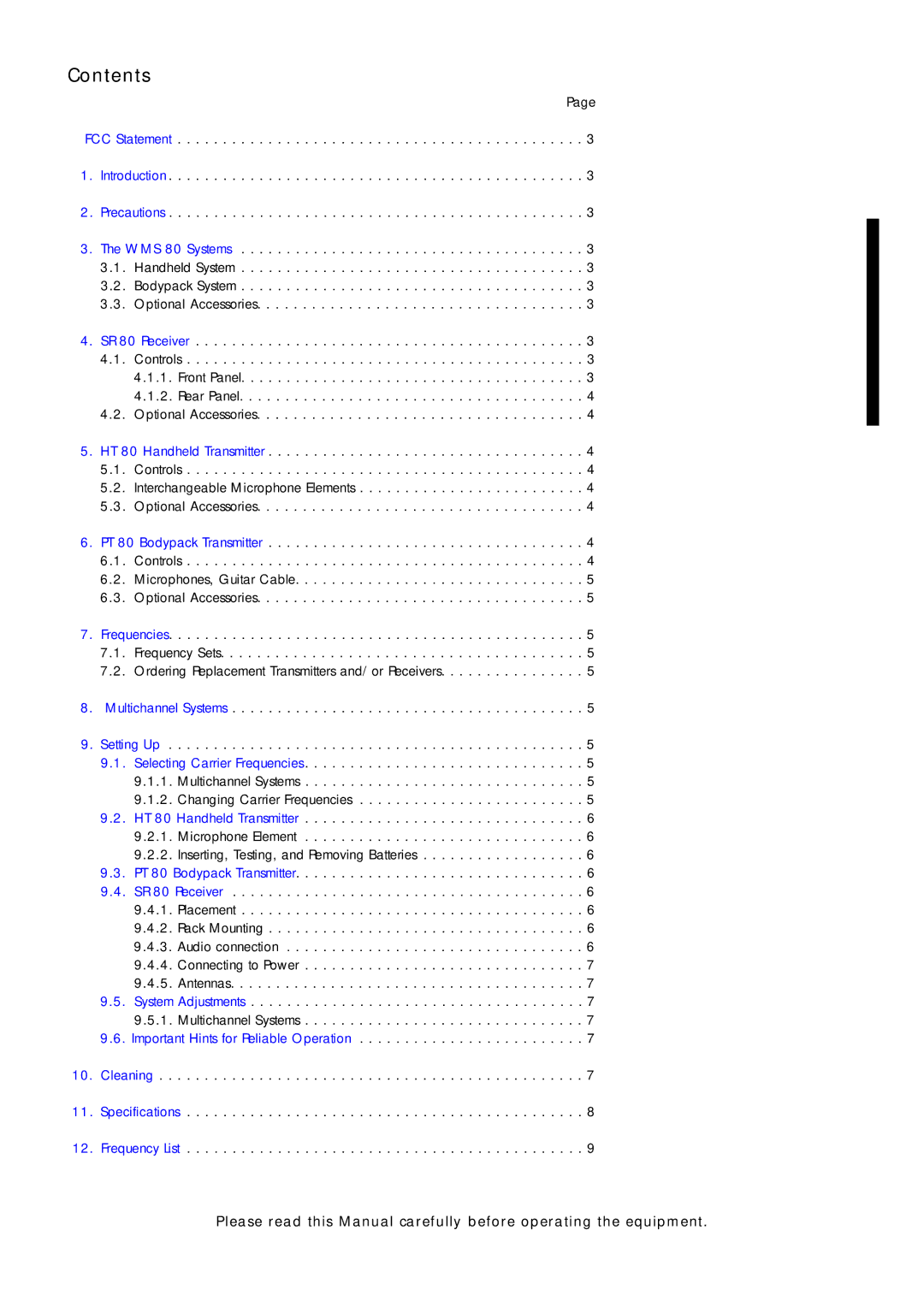 AKG Acoustics WMS 80 manual Contents 