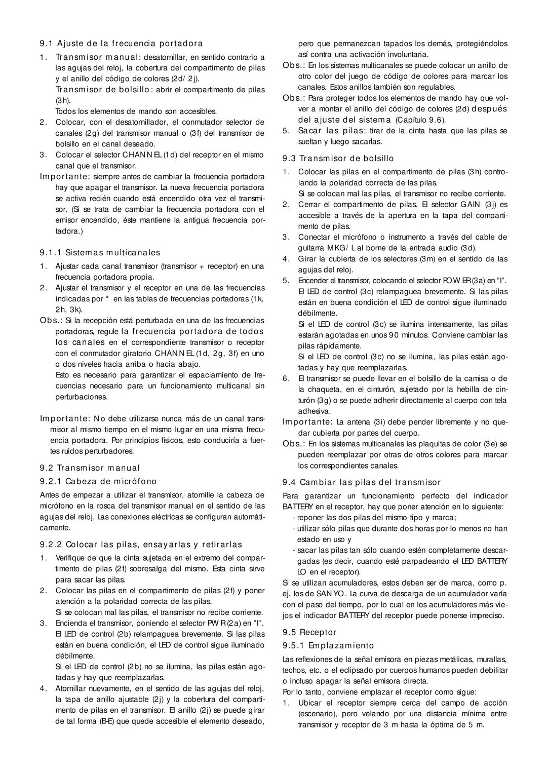 AKG Acoustics WMS 81 Ajuste de la frecuencia portadora, Sistemas multicanales, Transmisor manual Cabeza de micrófono 