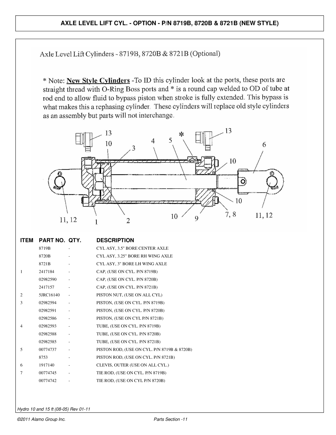 Alamo 00756179P manual Piston NUT, USE on ALL CYL 