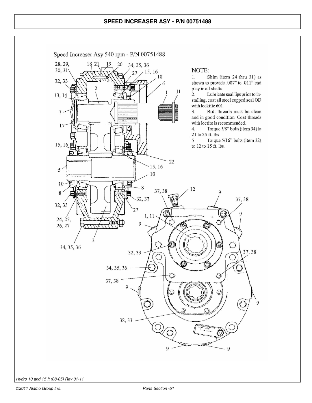 Alamo 00756179P manual Speed Increaser ASY P/N 