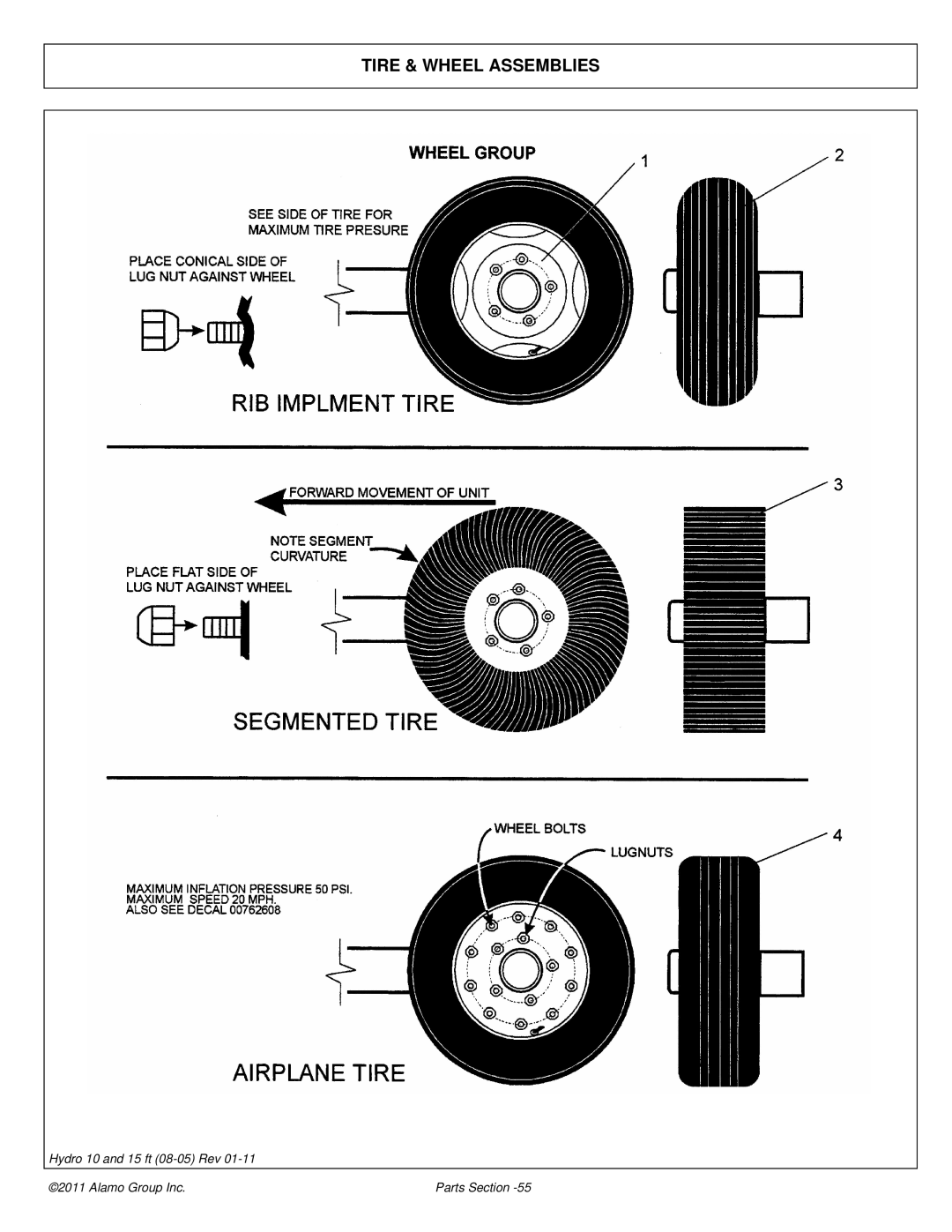 Alamo 00756179P manual Tire & Wheel Assemblies 