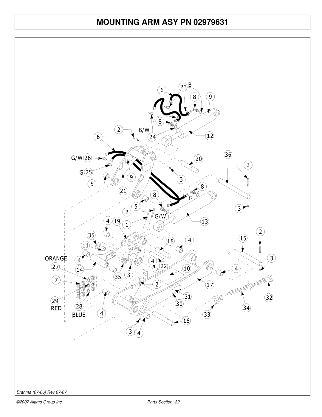 Alamo 02968822P manual Mounting ARM ASY PN 