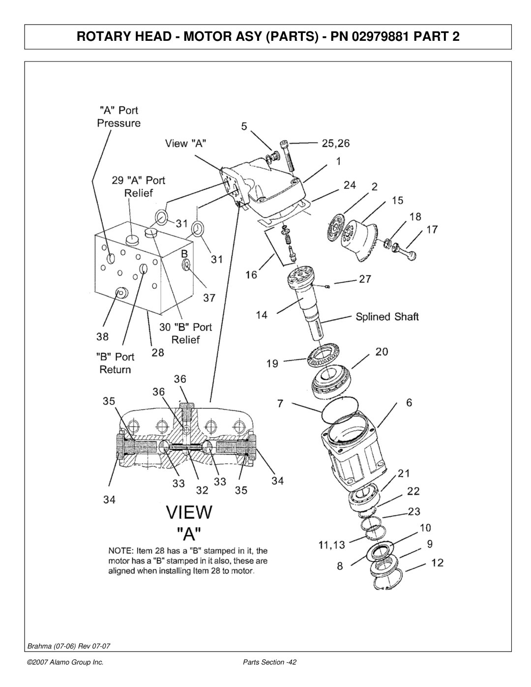 Alamo 02968822P manual Rotary Head Motor ASY Parts PN 02979881 Part 