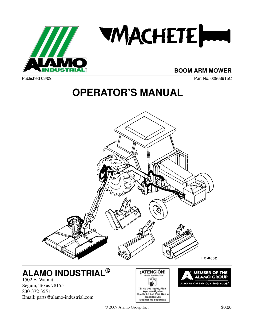 Alamo 02968915C manual OPERATOR’S Manual 