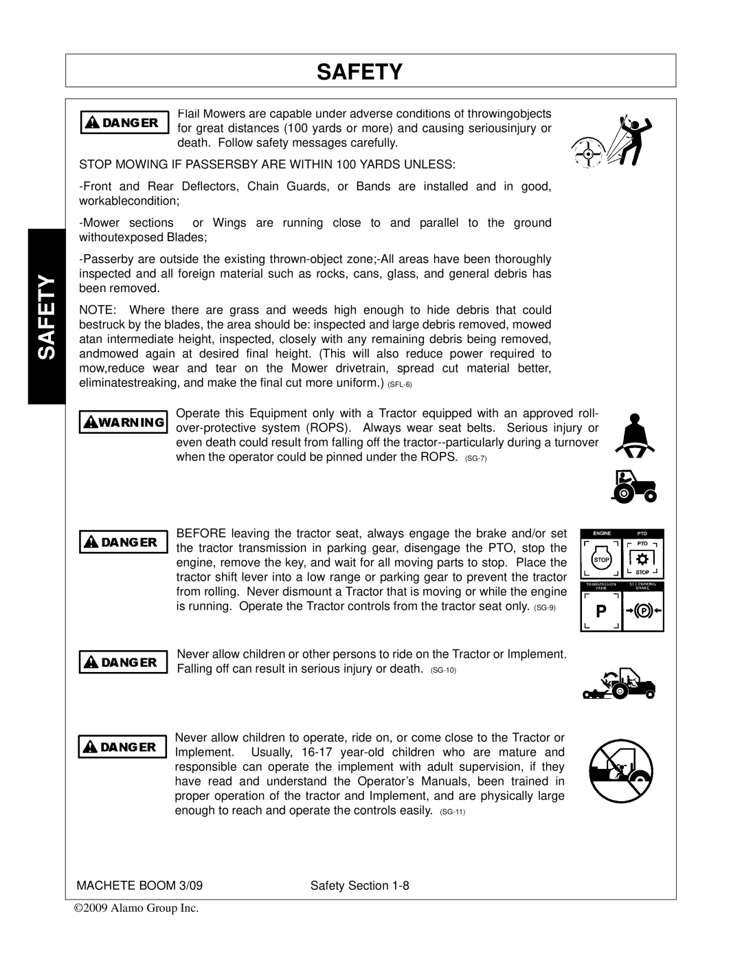 Alamo 02968915C manual Stop Mowing if Passersby are Within 100 Yards Unless 