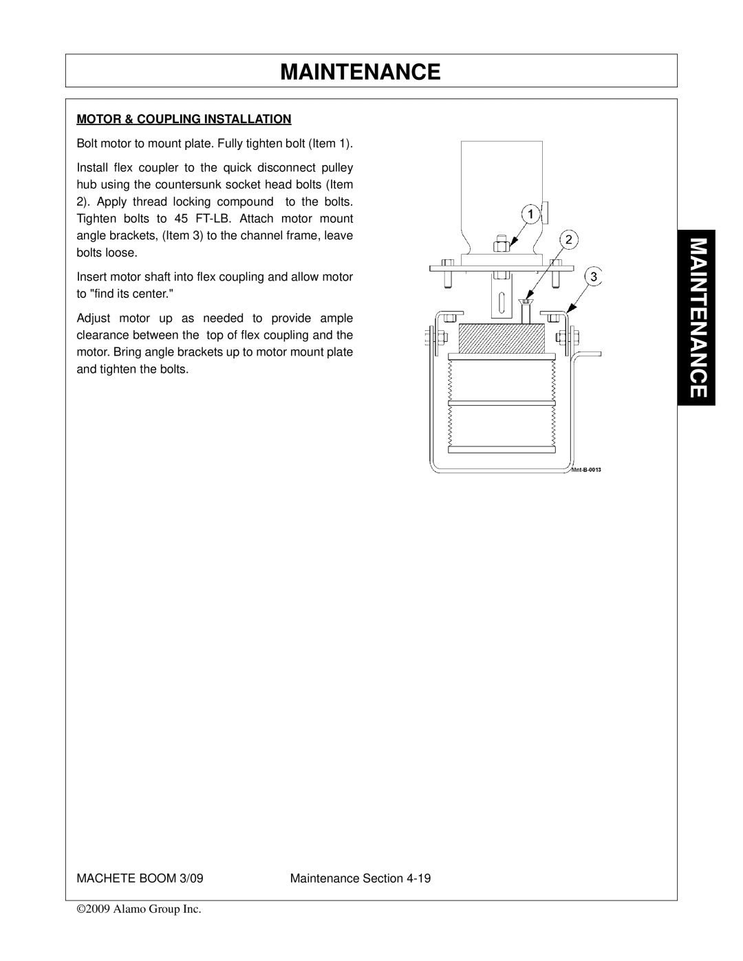 Alamo 02968915C manual Motor & Coupling Installation 