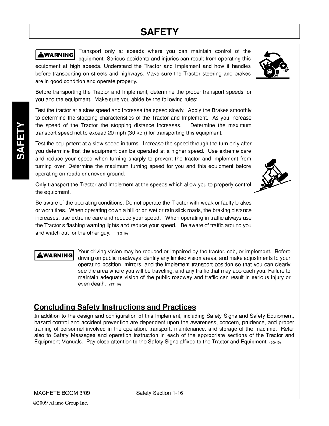 Alamo 02968915C manual Concluding Safety Instructions and Practices 