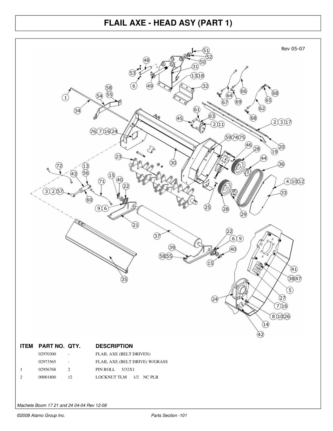 Alamo 02968915P manual Flail AXE Head ASY Part 