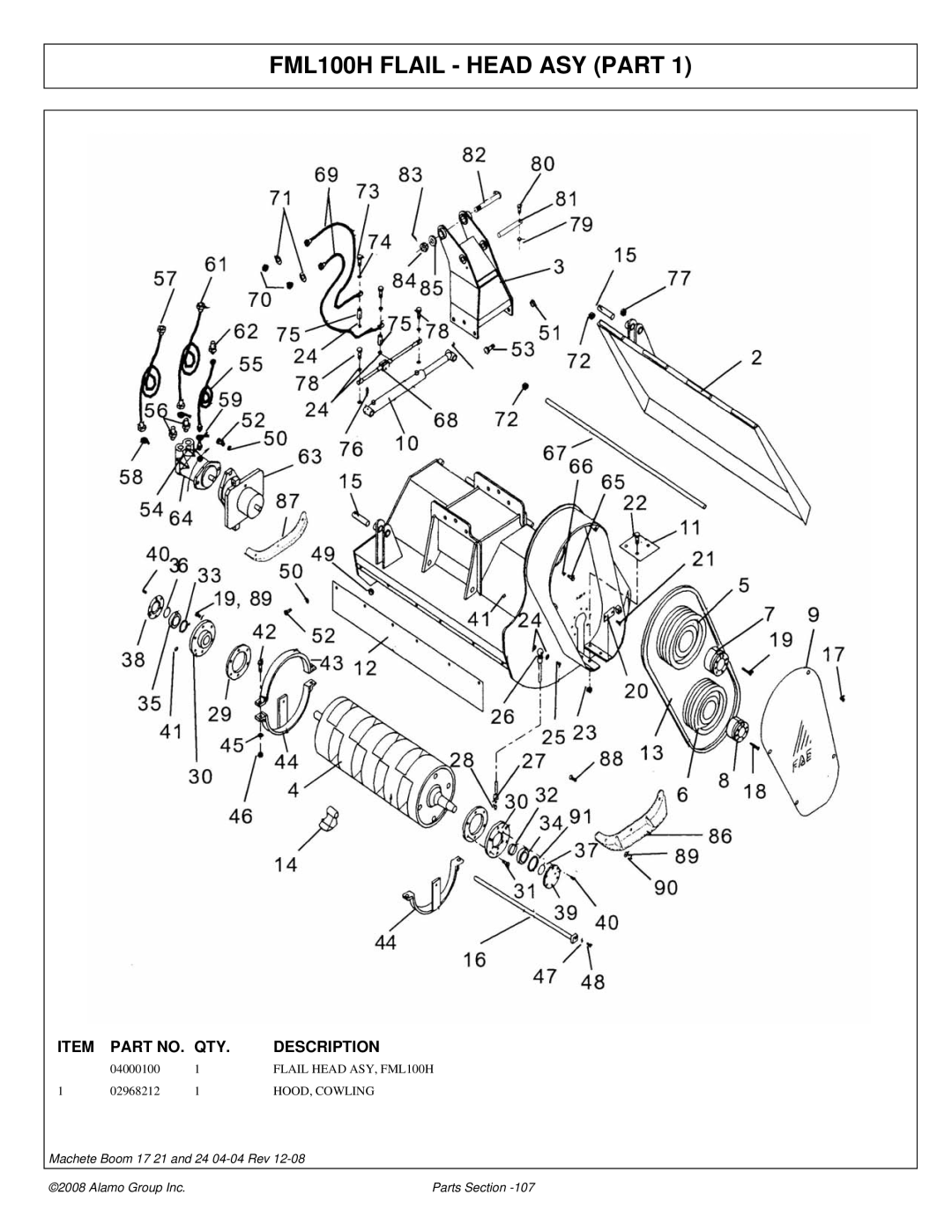 Alamo 02968915P manual FML100H Flail Head ASY Part 