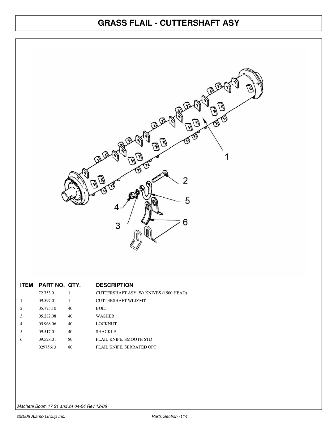 Alamo 02968915P manual Grass Flail Cuttershaft ASY 