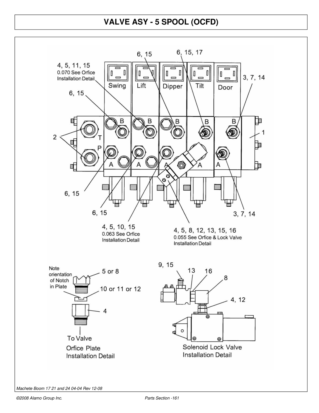 Alamo 02968915P manual Valve ASY 5 Spool Ocfd 